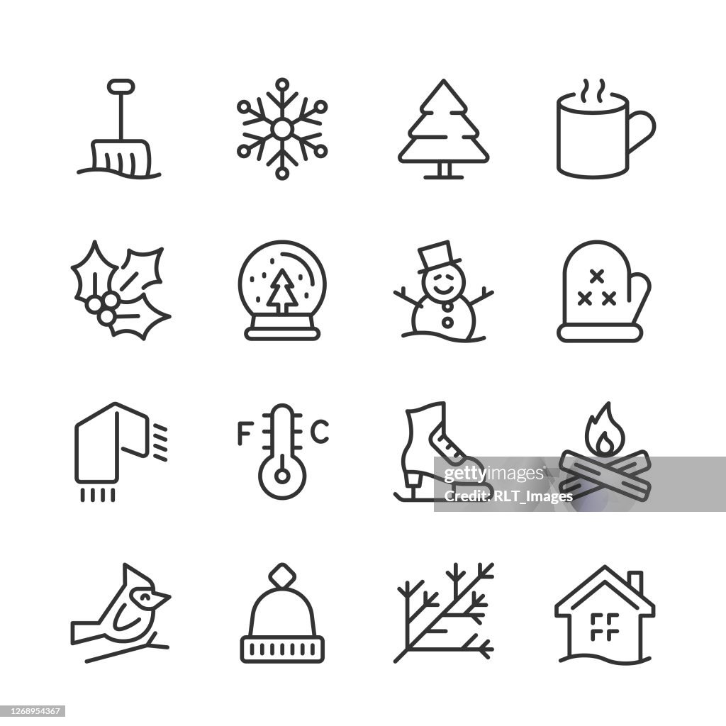 Winter Season Icons — Monoline Series