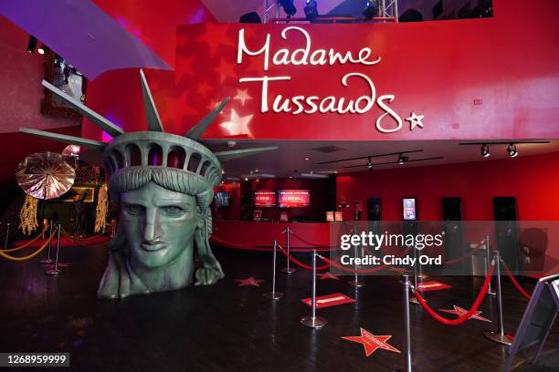 View of the lobby as Madame Tussauds New York prepares to re-open to the public during Phase 4 of re-opening following restrictions imposed to slow...