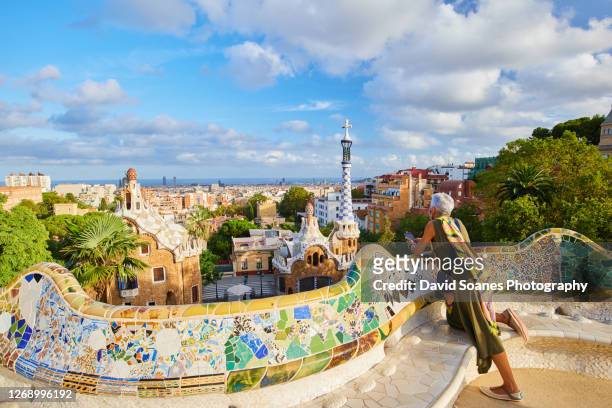 park guell in barcelona, spain - barcelona tours stock pictures, royalty-free photos & images