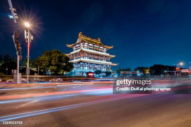 changsha dufu jiang ge at night - changsha stock pictures, royalty-free photos & images