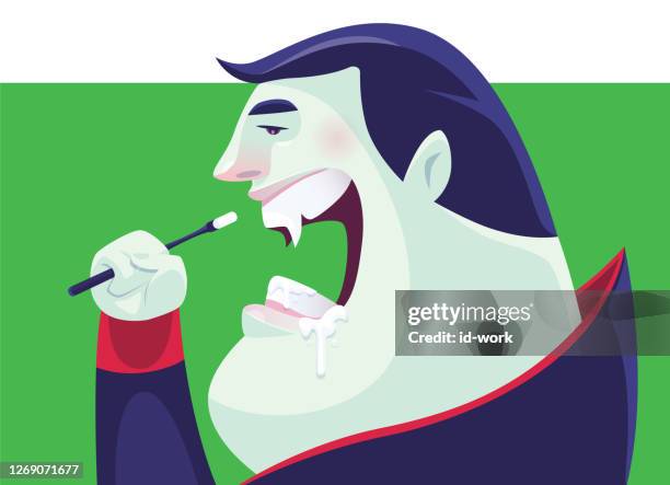 vampire brushing teeth - count dracula stock illustrations