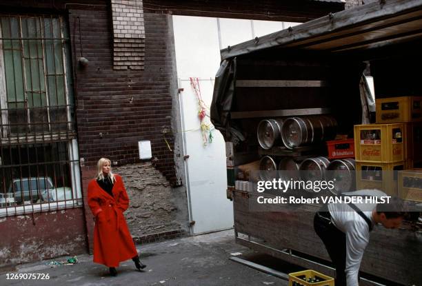 Camion de livraison de bières pour les bars à Berlin, en octobre 1992, Allemagne.