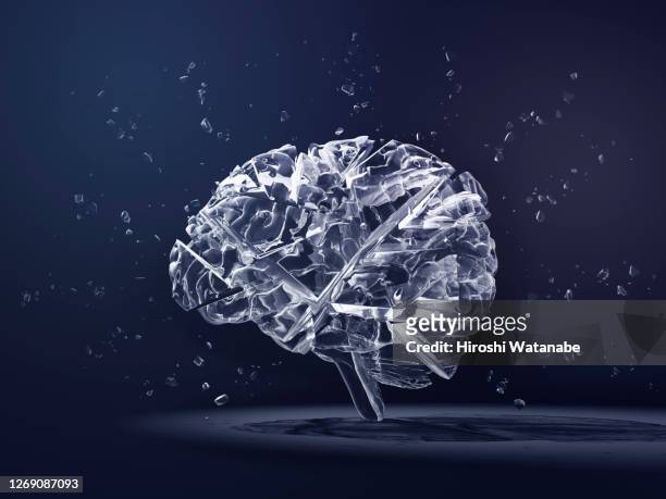 broken glass brain - glass figurine stock pictures, royalty-free photos & images