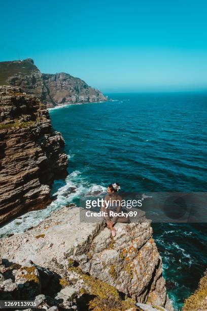 reconnection to nature – appreciation of the beauty of mother nature at cape point, south africa - nature reserve stock pictures, royalty-free photos & images