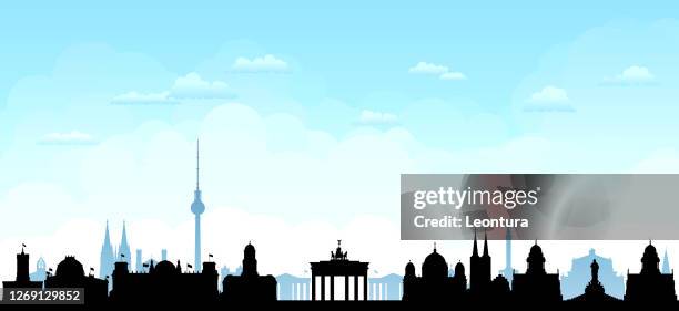 berlin skyline silhouette (all buildings are complete and moveable) - berlin stock illustrations