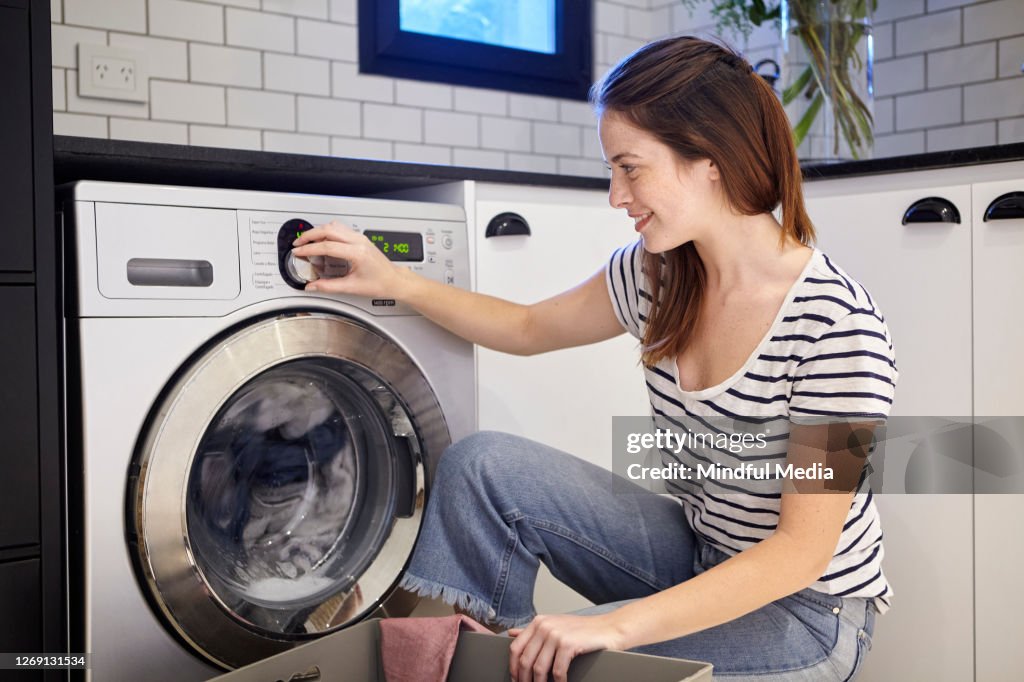 Woman doing laundry