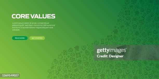 core values related banner design with seamless pattern - vision and value proposition stock illustrations