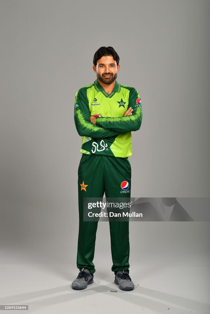 Pakistan Ustd Rizwan Mohammad Rizwan of Pakistan poses during the Pakistan Squad Portrait ...
