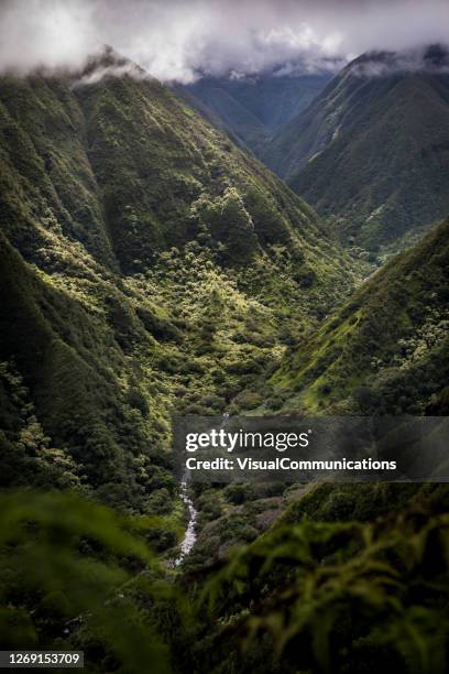 views from waihee ridge trail. - kahului maui stock pictures, royalty-free photos & images