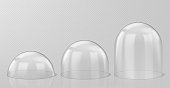 Realistic glass domes, christmas snow globes set
