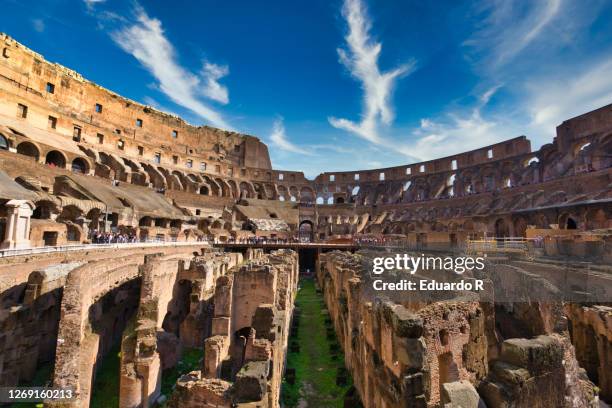 inside the coliseum of rome - inside the roman colosseum stock pictures, royalty-free photos & images