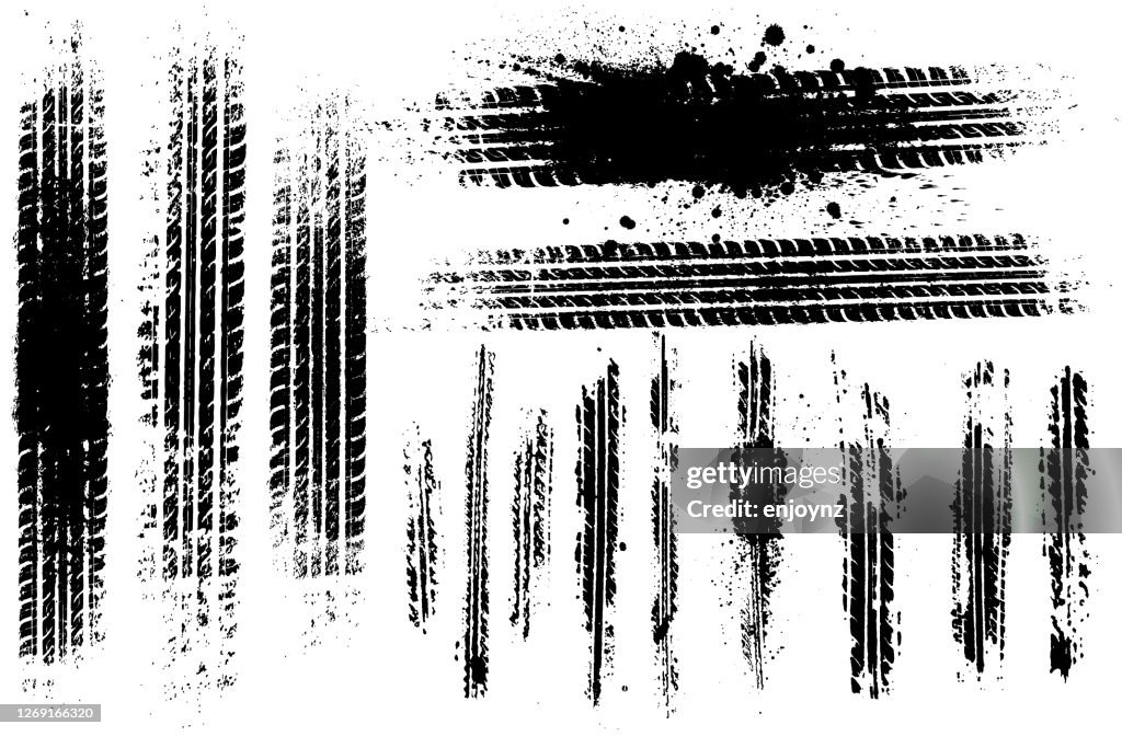 Dirty tire tracks stock illustration