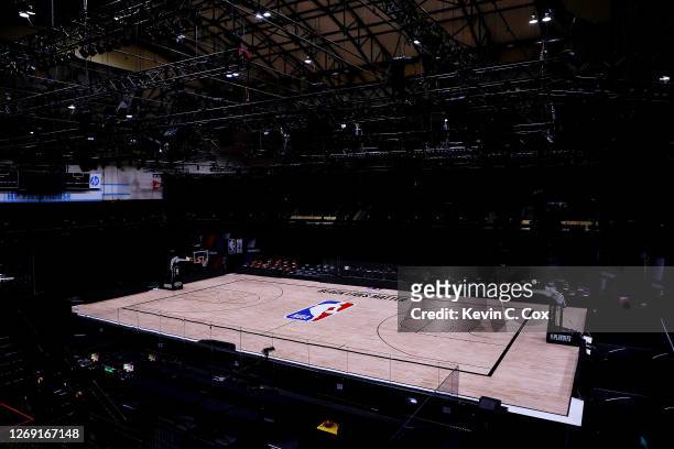 An empty arena is seen as all NBA playoff games were postponed today during the 2020 NBA Playoffs at The Field House at ESPN Wide World Of Sports...