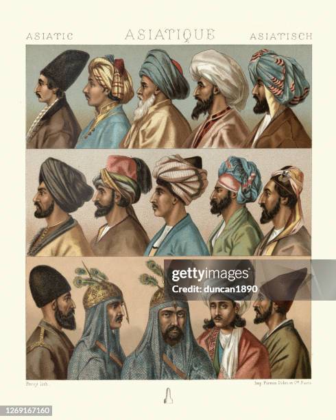 bildbanksillustrationer, clip art samt tecknat material och ikoner med mode i asien, mäns huvudbonader, turbaner, huvuddukar, persiska, indiska, afghanska - iranskt ursprung