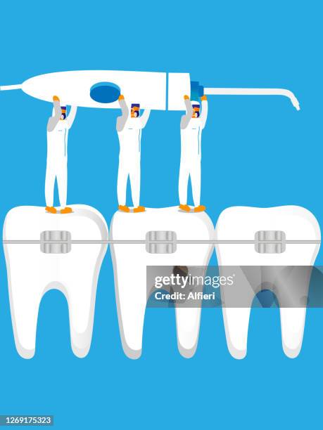 cleaning braces - invisalign stock illustrations