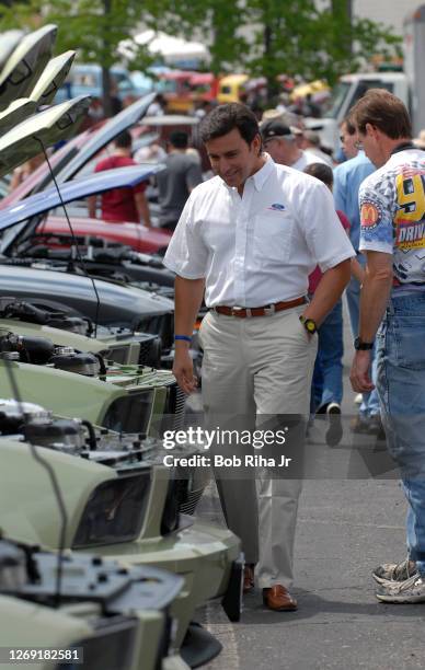 Mark Fields, North American chief for Ford Motor Company, takes a tour at a car show at Knott's Berry Farm April 20, 2008 in Buena Park, California.