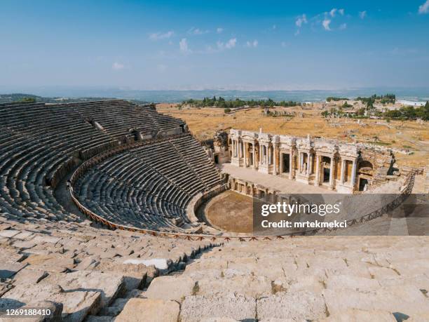 hierapolis theater in turkey - greek roman civilization stock pictures, royalty-free photos & images