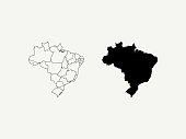 outline map of Brazil icon logo