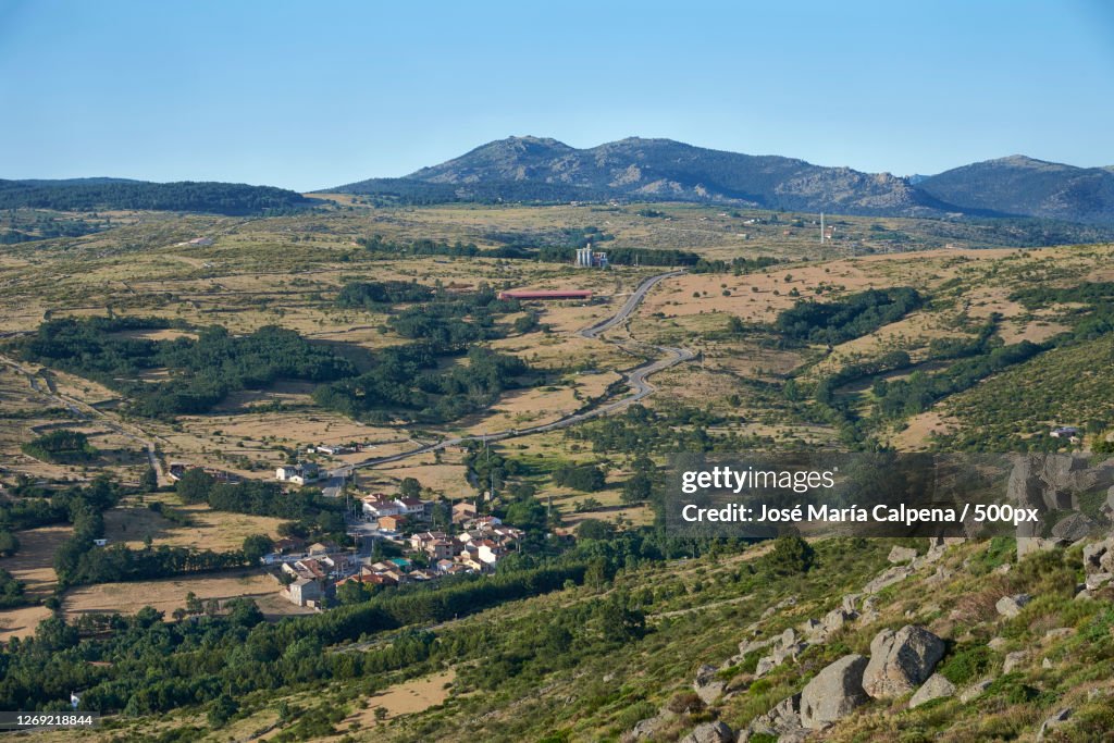 High Angle View Of Landscape Against Sky, Santa Mara de la Alameda, Spain