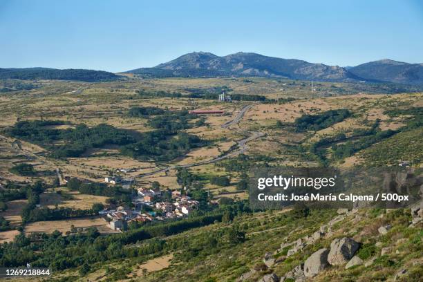 High Angle View Of Landscape Against Sky Santa Mara De La Alameda Spain, Bildbanksbilder