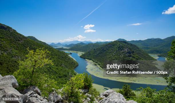 scenic view of mountains against sky, cetinje, montenegro - cetinje stock pictures, royalty-free photos & images