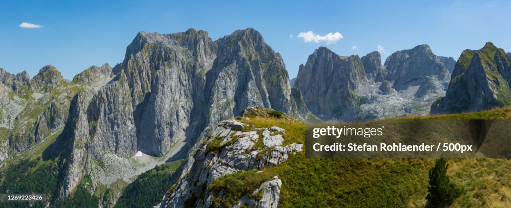 Panoramic View Of Rocky Mountains Against Sky, Valbon, Albania