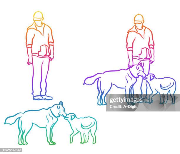 dogs introduction rainbow - dog park stock illustrations