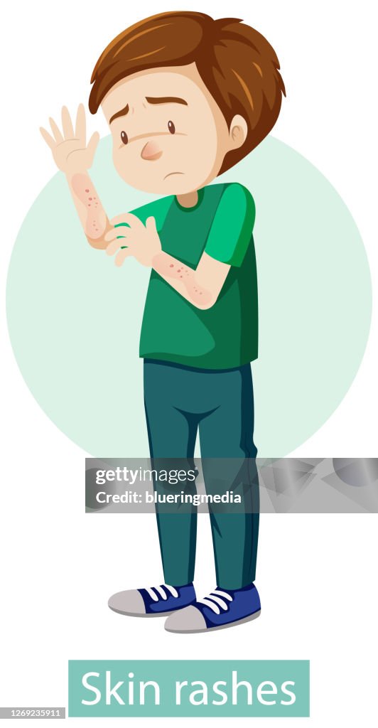 Funny Rash Cartoon Character With Skin Rashes Symptoms High-Res Vector Graphic ...