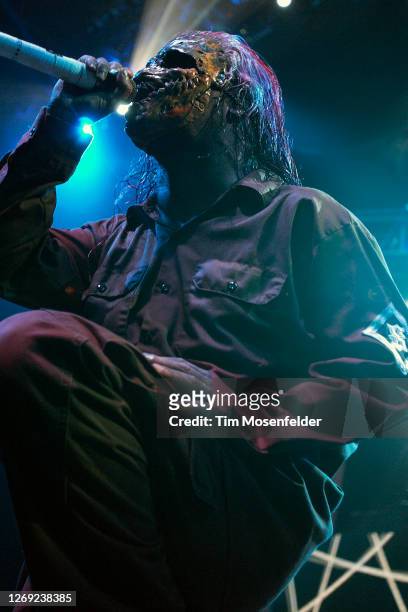 Corey Taylor of Slipknot performs in support of the band's "Subliminal Verses" tour at HP Pavilion on April 12, 2005 in San Jose, California.