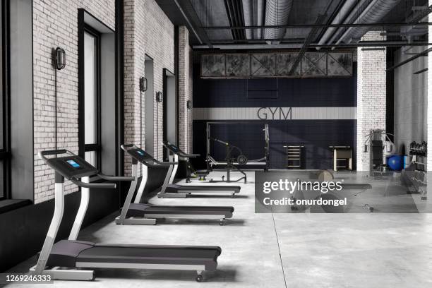 modern luxury gym interior - exercise room stock pictures, royalty-free photos & images