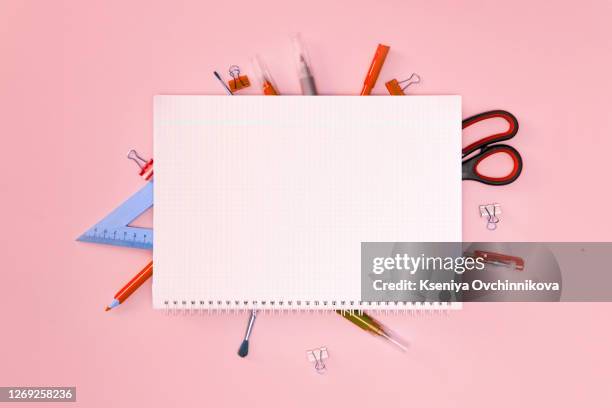 back to school concept. backpack with school supplies. top view. copy space - pencil with rubber stock pictures, royalty-free photos & images