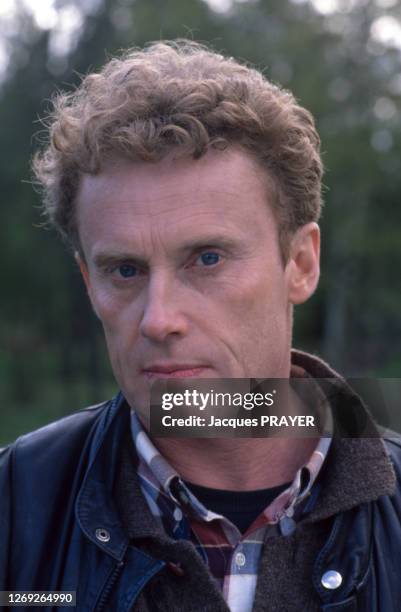 Acteur Daniel Olbrychski lors du tournage du téléfilm 'Légitime Défense' en avril 1989, France.