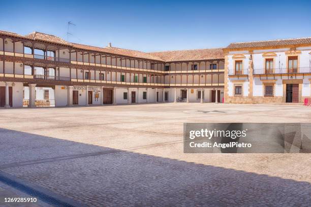 main square in tembleque, a famous village in the province of toledo. - la mancha bildbanksfoton och bilder