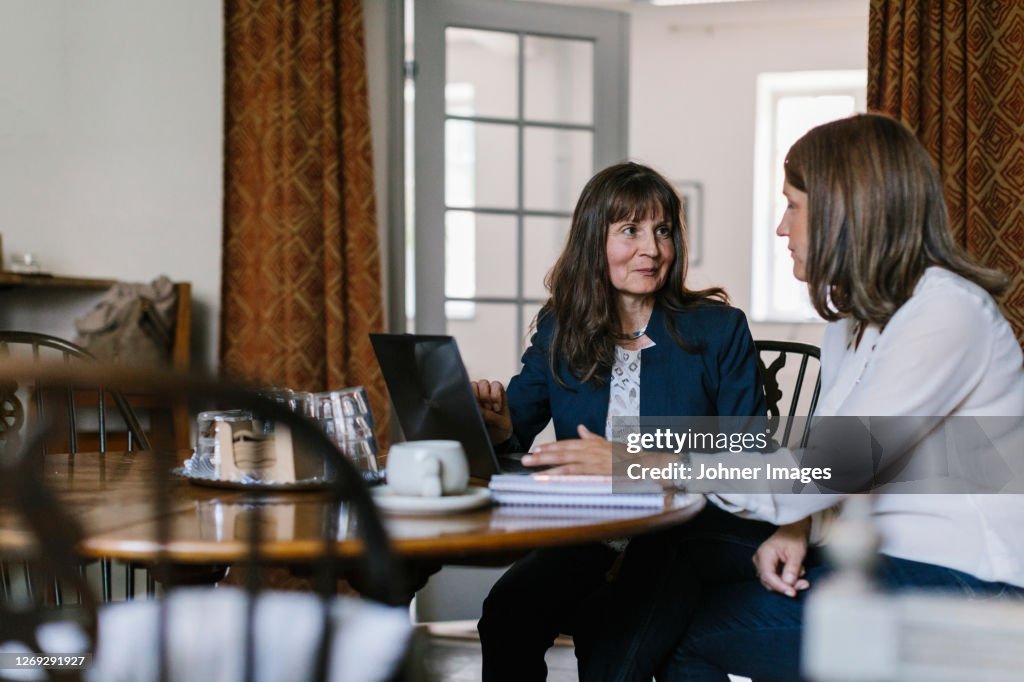 Women having meeting