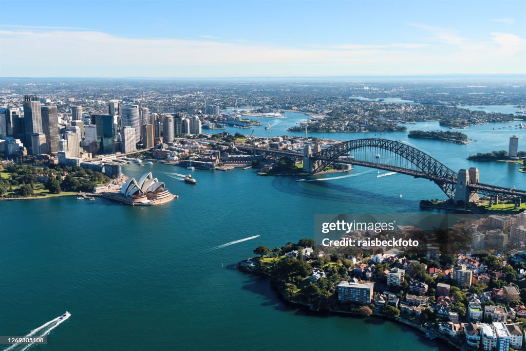 Luftaufnahme des Sydney Harbour in Sydney, Australien