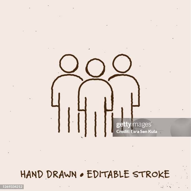 hand drawn teamwork icon with editable stroke - community projects stock illustrations