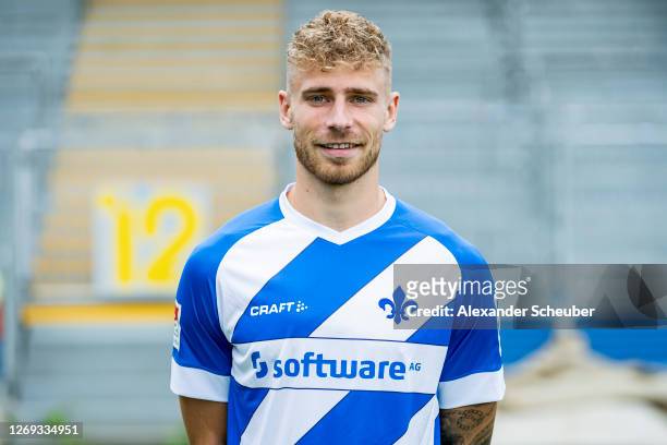 Felix Platte of SV Darmstadt 98 poses during the team presentation on August 27, 2020 in Darmstadt, Germany.