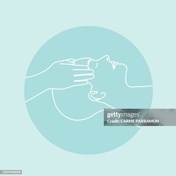 ilustraciones, imágenes clip art, dibujos animados e iconos de stock de sesión de reiki en la cabeza - reiki
