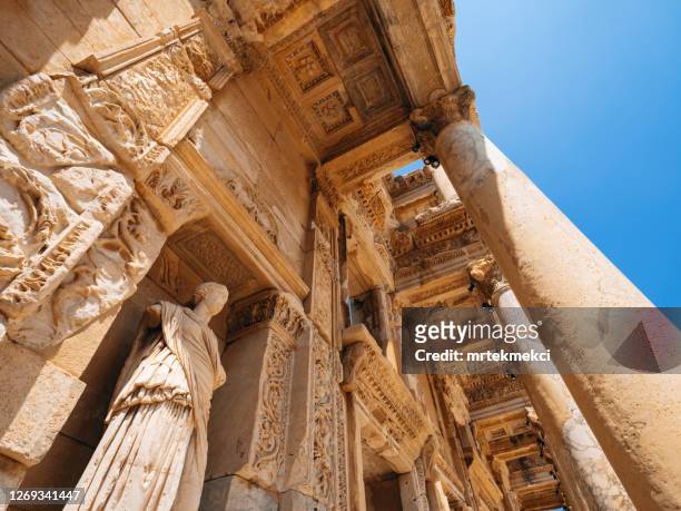 celsus library in ephesus, turkey - turkey middle east stock pictures, royalty-free photos & images