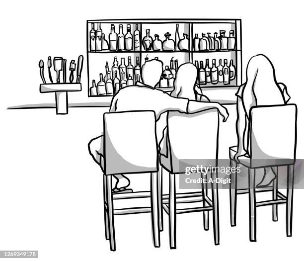 bar counter and customers - beer tap stock illustrations