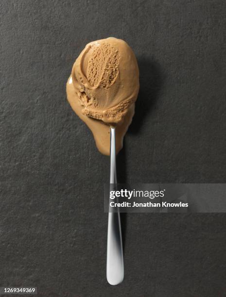 ice cream on spoon - alluring bildbanksfoton och bilder