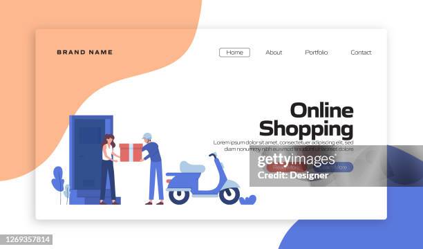 ilustrações, clipart, desenhos animados e ícones de ilustração vetorial do conceito de compras online para modelo de página de desembarque, banner do site, material de publicidade e marketing, publicidade on-line, apresentação de negócios etc. - bloco de pedido