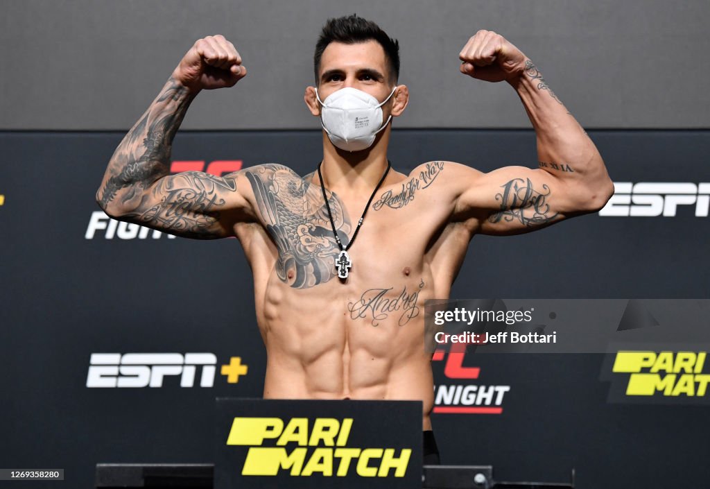 Aleksandar Rakic of Austria poses on the scale during the UFC Fight ...