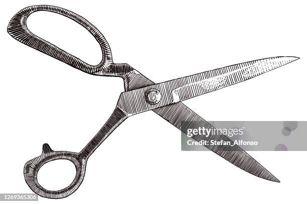 vector drawing of scissors - shears stock illustrations