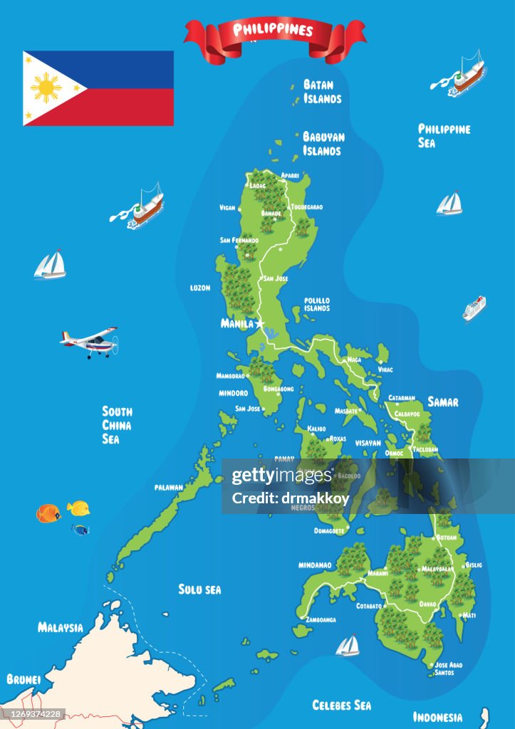 Philippines map and Flags
