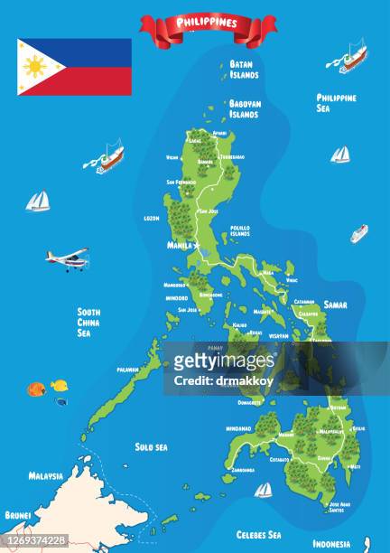 philippines map and flags - philippines national flag stock illustrations