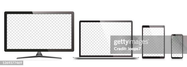 moderne geräte vektor-illustration - computer-monitor stock-grafiken, -clipart, -cartoons und -symbole