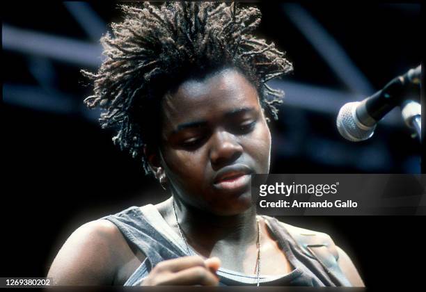 Singer Tracy Chapman Performs in Torino, Italy, Sept 1988. Amnesty International tour.