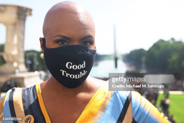 Representative Ayanna Pressley poses for a protrait during the March on Washington at the Lincoln Memorial August 28, 2020 in Washington, DC. Today...