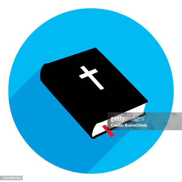 ilustrações de stock, clip art, desenhos animados e ícones de blue circle bible icon - bíblia